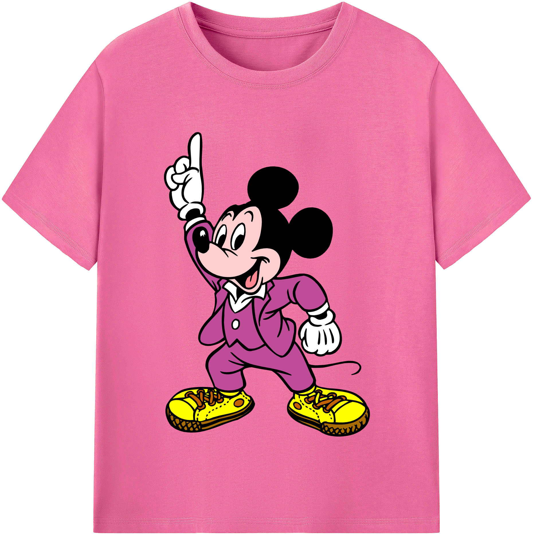 （画像用） ミッキーマウス Mickey Mouse レディースカジュアルプリントTシャツ（綿100％）